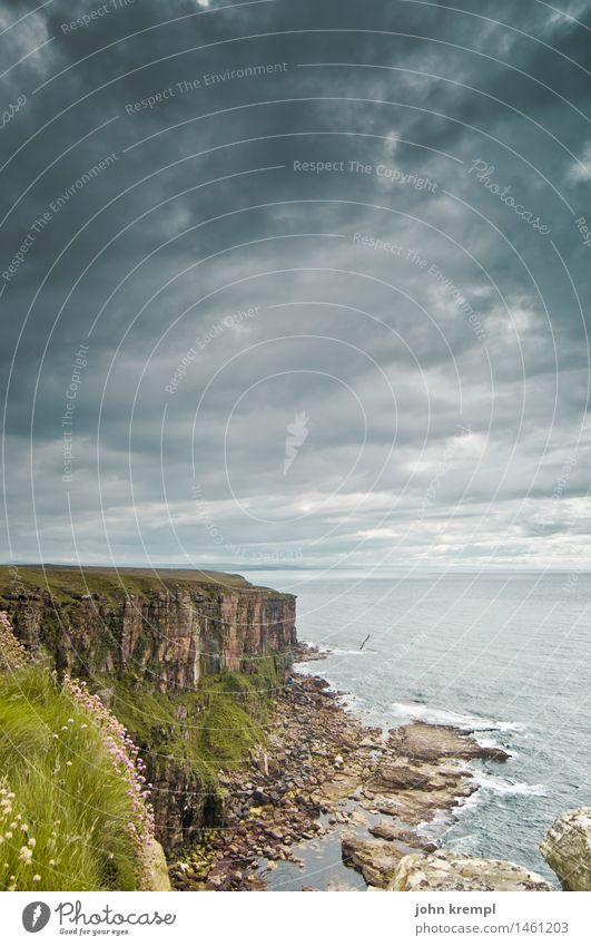 Dunnet Head Nature Landscape Water Clouds Grass Waves Coast Fjord North Sea Ocean Cliff dunnet head Scotland Threat Free Maritime Bravery Optimism Power