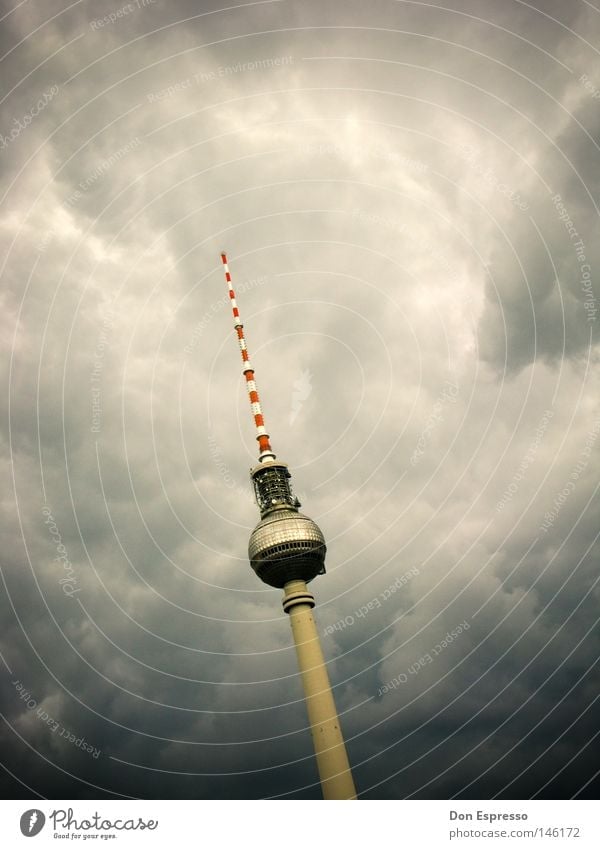 berlin thunder Television Sky Clouds Storm Thunder and lightning Capital city Tower Building Antenna Landmark Monument Threat Dark Historic Tall Point Berlin