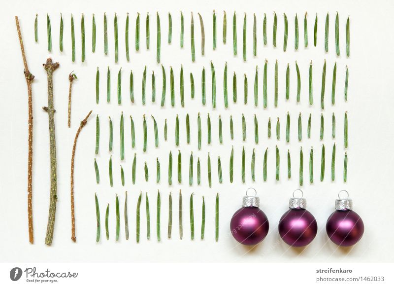 Christmas decoration - Single branches of a conifer tree with fir needles and Christmas balls to put together Harmonious Contentment Leisure and hobbies