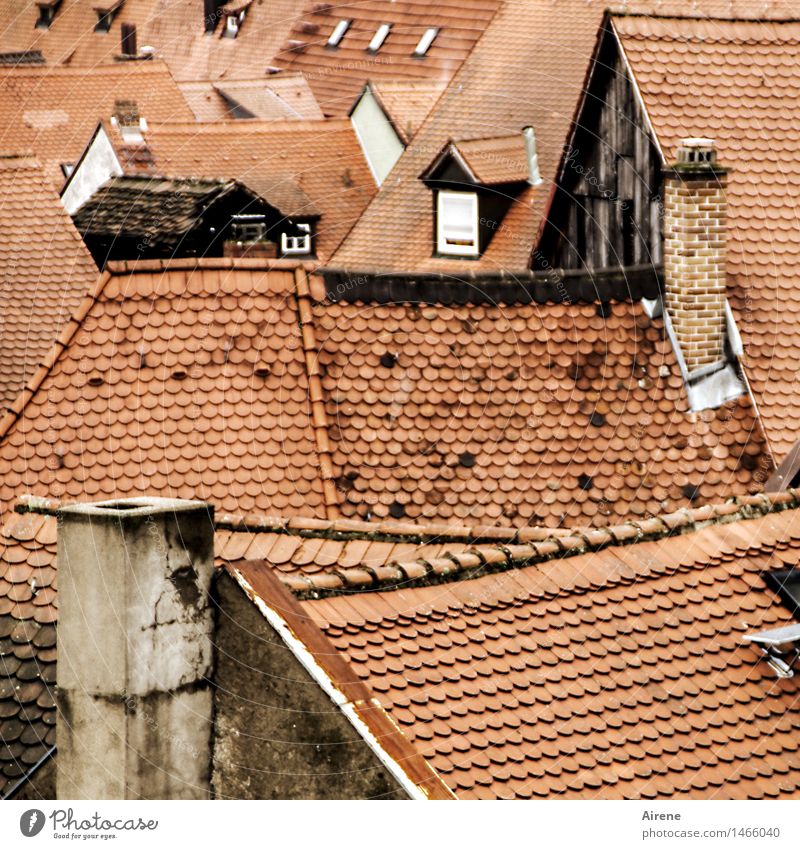 Old Franconian Bamberg Downtown Old town Deserted House (Residential Structure) Roof Chimney Brick Esthetic Above Point Brown Red Trust Safety Protection