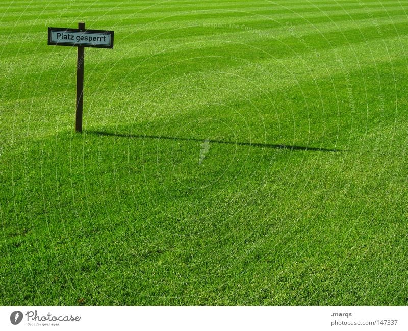 Restrictive Grass Meadow Juicy Green Summer Shadow Bans Places Barred Sporting grounds Football pitch Signs and labeling Signage Lawn Sports Barrier
