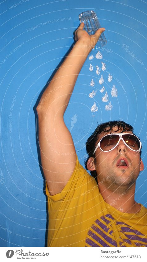 refreshment Refreshment Rain Wall (building) Yellow Summer Sunglasses Eyeglasses Cold Physics Relaxation Vacation & Travel Wet Clothing Man Unload Joy Club