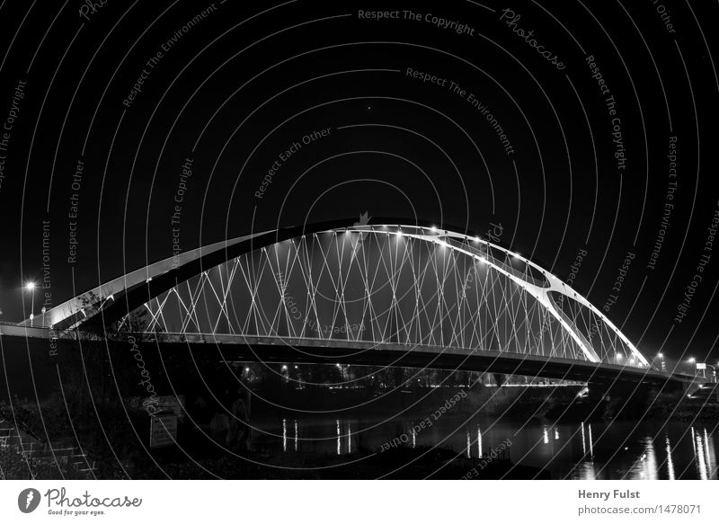 Border Bridge 2.0 Town Outskirts Concrete Steel Art Night Long exposure Night shot River Central perspective