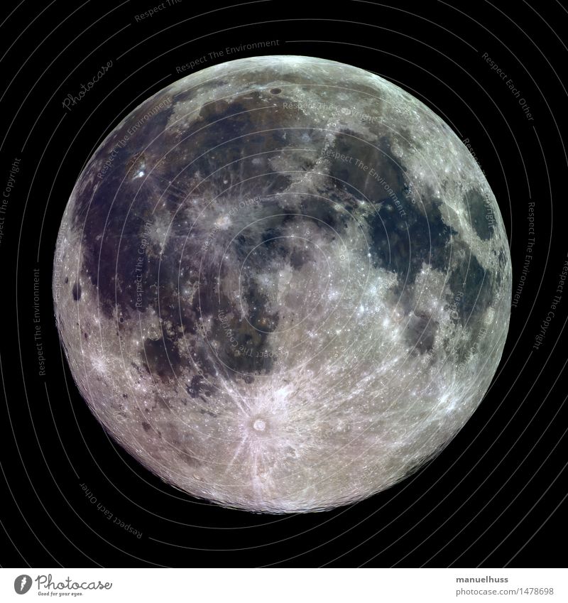 Mineral Full Moon Night sky Full  moon Fat Gigantic Large Round Blue Brown Gray Green Black White Lunar landscape crater mare Minerals Surface structure