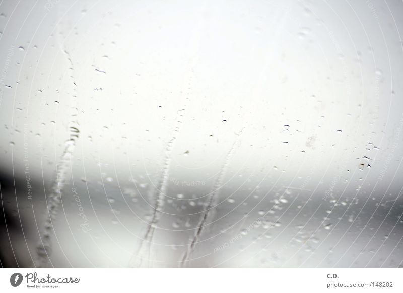 it's raining... Rain Window Car Window Water Drops of water Unclear White Gray Black Runlet In transit Germany