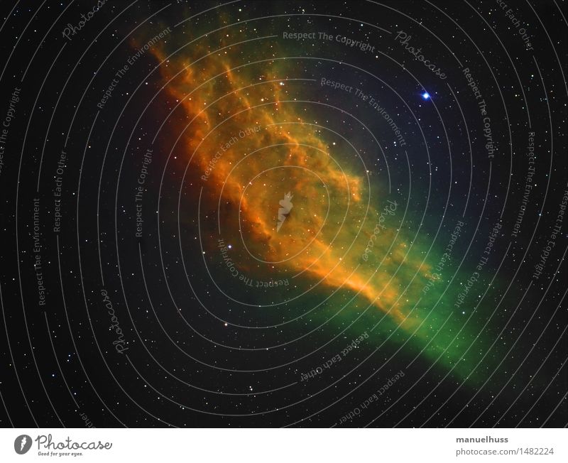 California Nebula (Hubble Colors) Night sky Stars Blue Yellow Green Black Astronomy Science & Research Astrophotography Universe Telescope Starry sky Fog