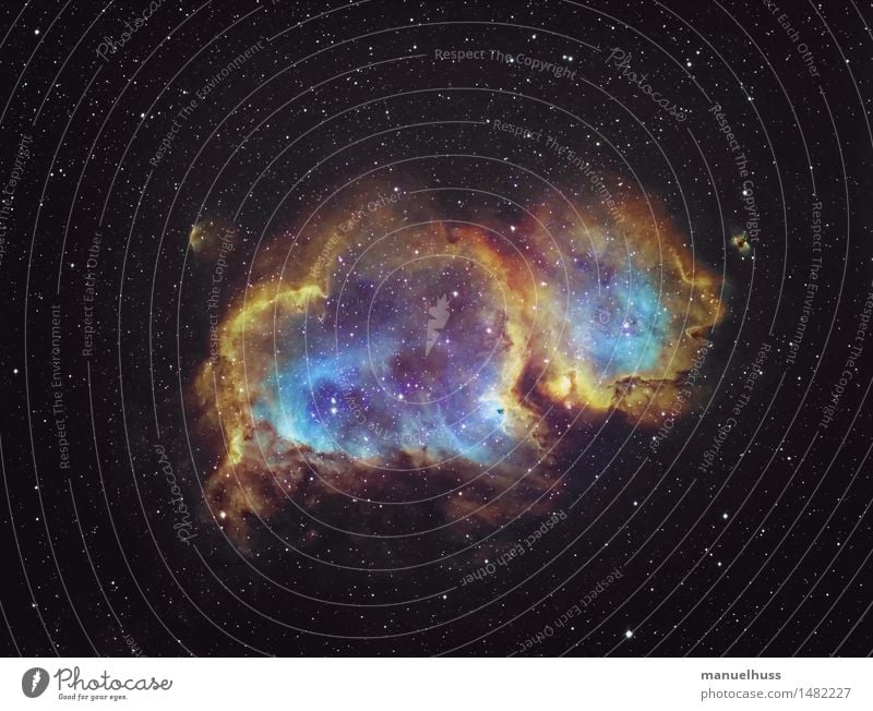 The Soul Nebula Science & Research Astronomy Astrophotography Fog Clouds Universe Night sky Stars nebula Interstellar Cloud Blue Yellow Orange Black Humble