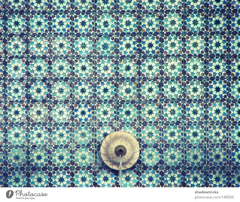 Azuleijo Portugal Well Source Flow Pattern Art Lisbon Sintra Turquoise Culture Hypnotic Grid Water Tile Blue azul River Magic Retro