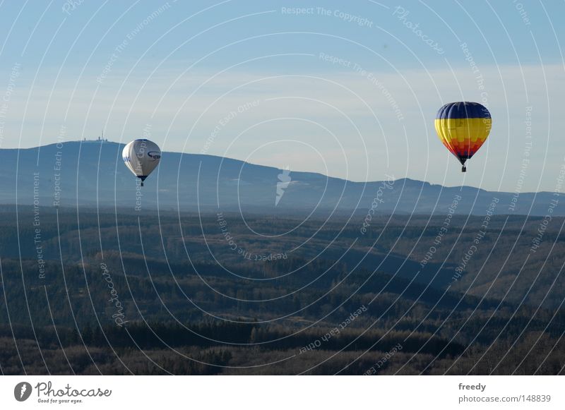 Balloon flight (Harz) Driving Movement Leisure and hobbies Fog Mountain Far-off places Hot Air Balloon