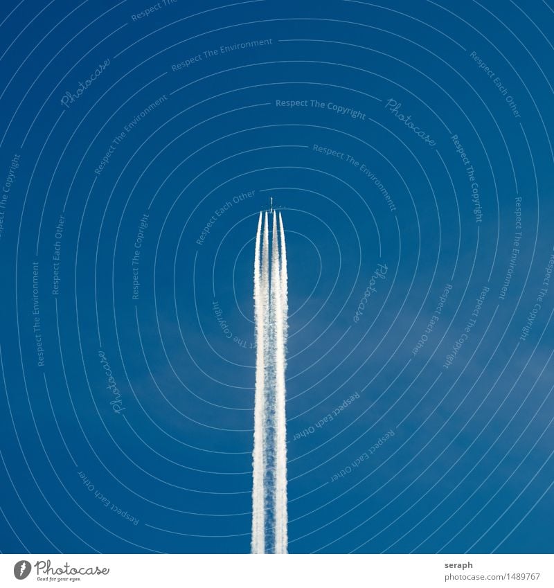 Jet Airplane Vacation & Travel Tall Level Travel photography Passenger plane Vapor trail Clouds Sky Blue Far-off places Wanderlust Go up Departure