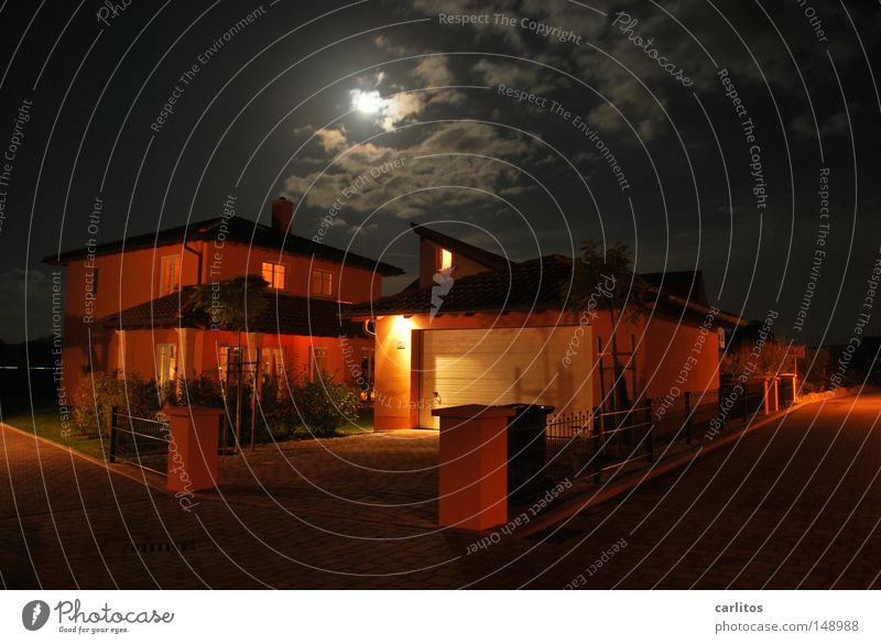 Dark it was, the moon shone brightly Night Full  moon Light Shadow House (Residential Structure) Detached house Conceptual design Construction supervisor