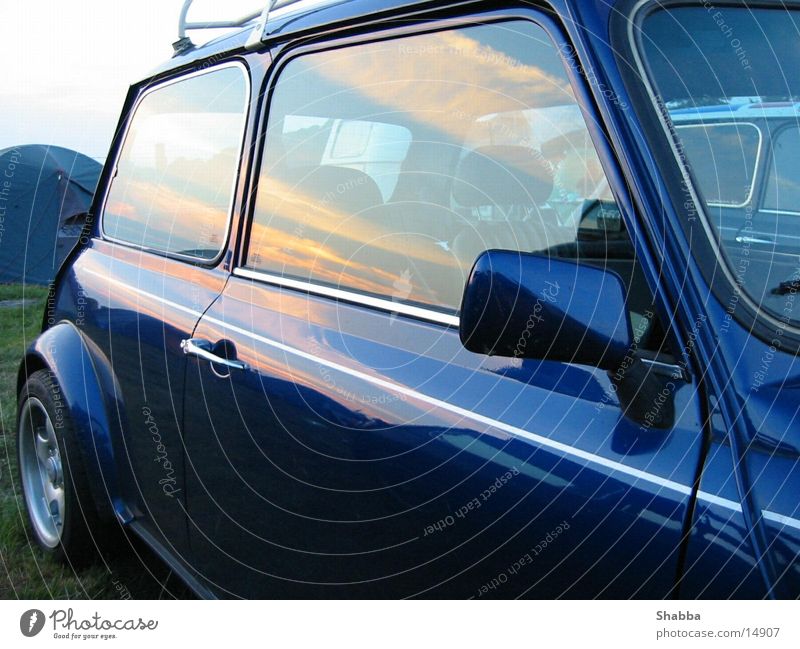 Mini Sunset Vintage car Mirror Transport Small Cooper Dusk Sky