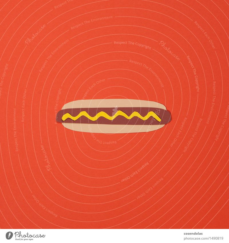 hot dog Food Meat Sausage Nutrition Eating Lunch Fast food Healthy Overweight Diet Fitness Furniture store Hot dog Orange Multicoloured Studio shot Abstract