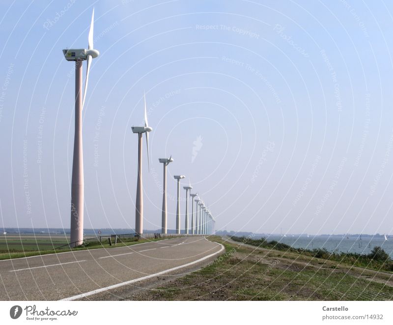 Alternative Energies Wind energy plant Netherlands Ocean Electricity Summer Entertainment Energy industry Dynamic optics