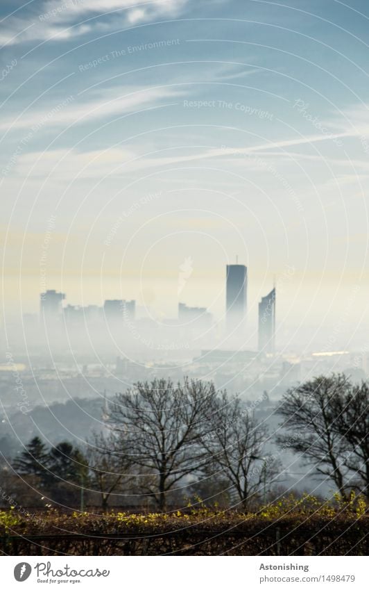 the city in the distance III Environment Nature Landscape Air Sky Clouds Horizon Weather Fog Plant Tree Bushes Hill Vienna Austria Town Capital city Skyline