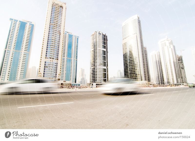 metropolis Dubai Town High-rise Movement Transport Motor vehicle Street Living or residing Flat (apartment) Arabia Maturing time Traffic infrastructure Skyline