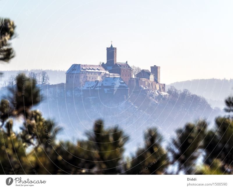 Wartburg Castle Eisenach Germany Manmade structures Tourist Attraction Landmark Monument Cold Winter Wartburg castle Colour photo Exterior shot Deserted