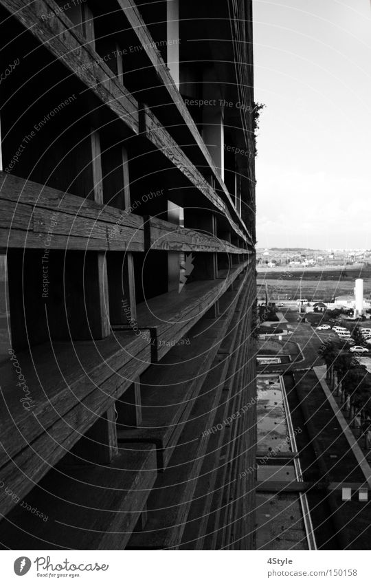 Along the wall Handrail Banister Bridge railing Wood Vantage point Perspective Balcony Future Architecture afar