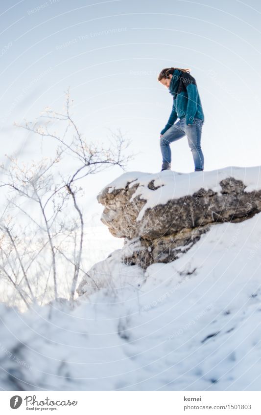 At the climax (II) Lifestyle Style Adventure Far-off places Freedom Human being Feminine Woman Adults 1 30 - 45 years Environment Nature Landscape Cloudless sky