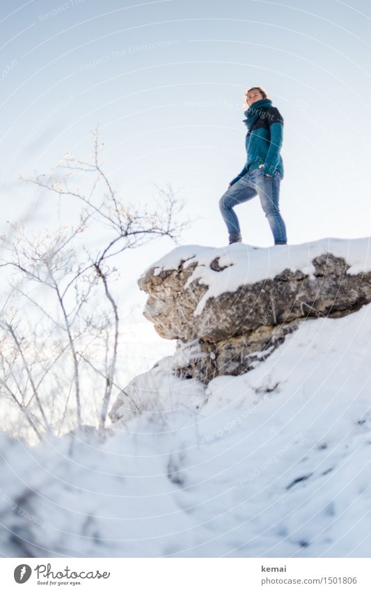 At the climax (I) Lifestyle Style Adventure Far-off places Freedom Human being Feminine Woman Adults 1 30 - 45 years Environment Nature Landscape Cloudless sky