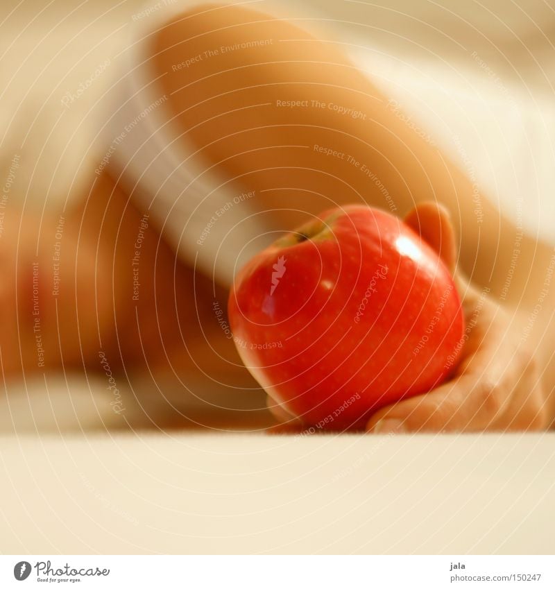 eva II Apple Woman Hand Peace Smooth Bright Lie Caresses Mouth Arm Sin Red Healthy Fruit Peaceful Adam Alluring