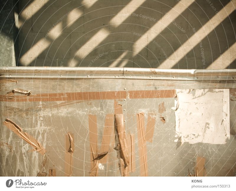 streak Stripe Shadow Concrete Wall (building) Adhesive tape Derelict Weathered Metal Metalware Stick Remainder Poster Obscure decay left