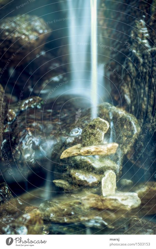 Double wet Life Harmonious Senses Relaxation Calm Elements Water Cairn rock mussel Stone Exceptional Wet Sadness Concern Fatigue Flow Waterfall Jet of water