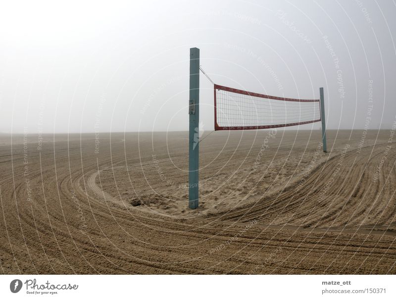 fog on the beach Beach Fog Volleyball (sport) Net Volleyball net Sand Clouds Sports Playing Los Angeles Coast Perspective