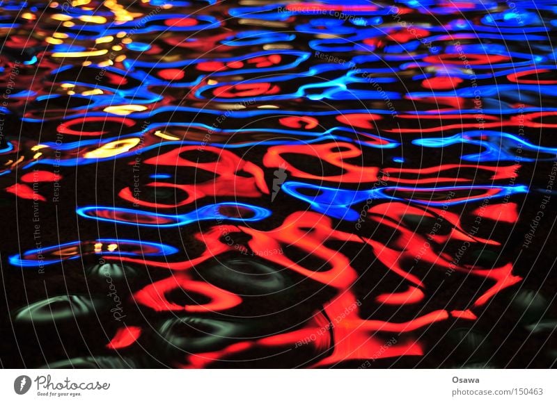 spacecake break Water Reflection Waves Undulating Red Blue Black Pattern Structures and shapes Background picture Wet Well Night Light ripples
