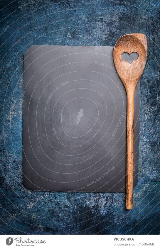 Empty table with cooking spoon on rustic background Nutrition Shopping Design Kitchen Event Restaurant Wooden spoon Heart Style Background picture Dish