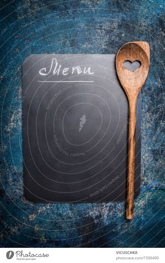 Menu background with table and wooden spoon with heart Nutrition Lunch Buffet Brunch Banquet Spoon Style Design Flat (apartment) Interior design Decoration