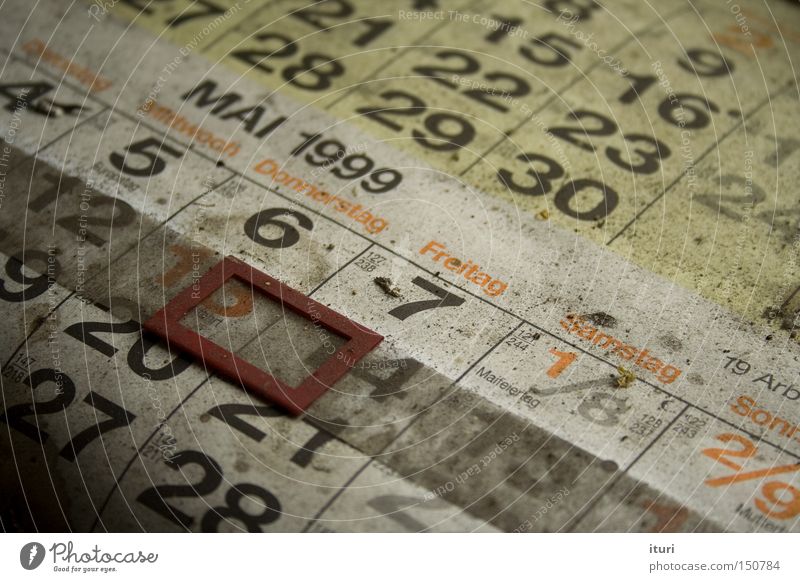 Verdammt lang her. Calendar Old Dust May Numbers Digits and numbers Kalender Altbier Staub Datum Zeit Time Mai Zahlen Verfall Abandoned Date