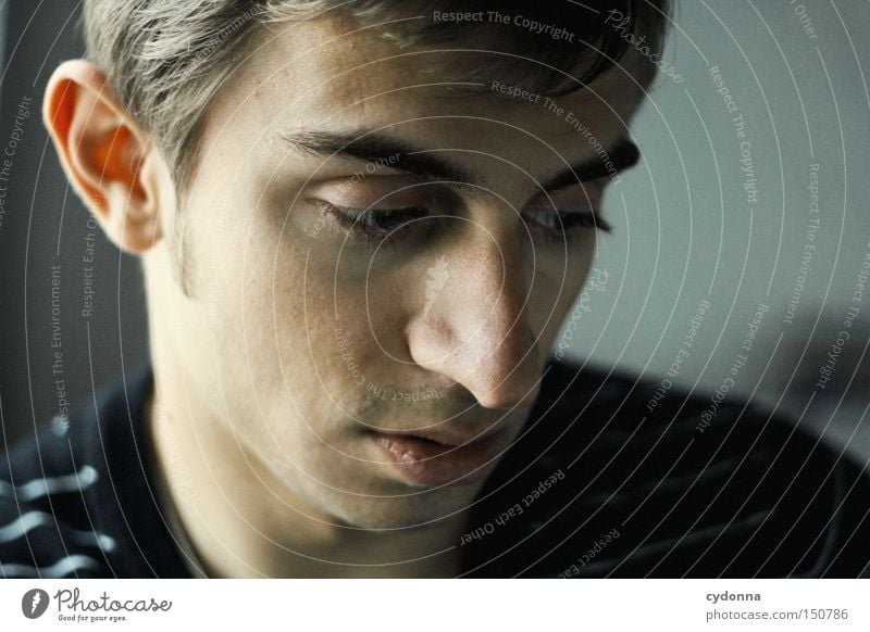 In your thoughts Human being Man Portrait photograph Face Think Head Looking Beautiful Esthetic Delicate Youth (Young adults) Absentminded Dreamily Thought