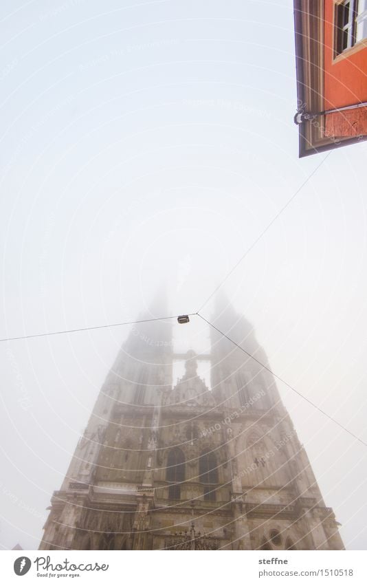 foggy look Winter Fog Regensburg House (Residential Structure) Church Dome Exceptional Religion and faith Dawn Morning fog Colour photo Copy Space top