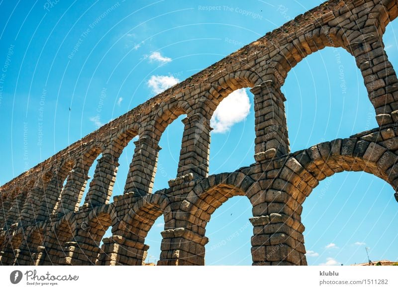 The famous ancient aqueduct in Segovia, Spain Vacation & Travel Tourism House (Residential Structure) Culture Rock Village Small Town Ruin Places Bridge