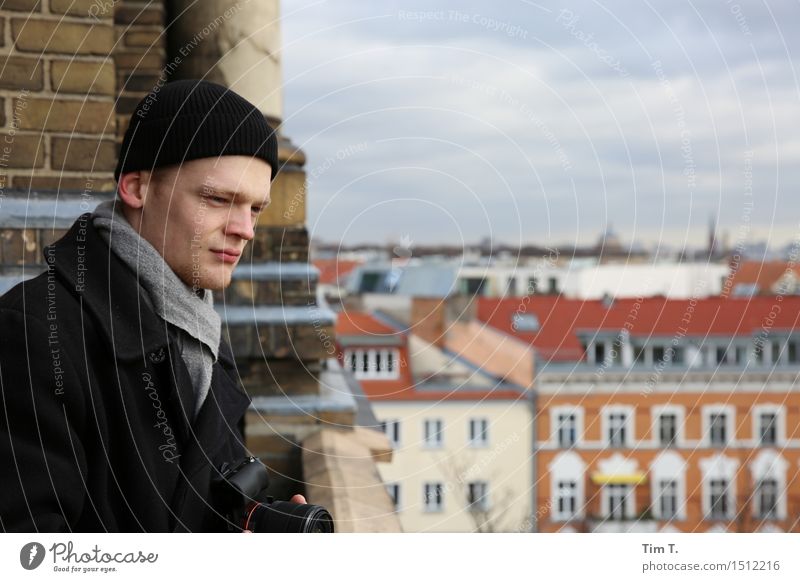 Man looking out Human being Masculine 1 18 - 30 years Youth (Young adults) Adults Prenzlauer Berg Town Capital city Downtown Old town Skyline