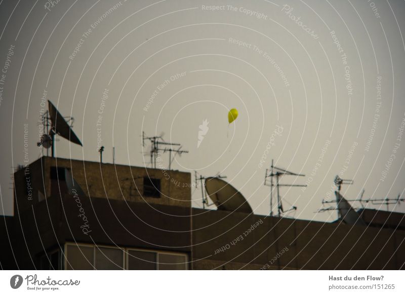 Hope is yellow Cairo Egypt Balloon Flying Antenna Satellite dish Freedom Drift Dream Facade Yellow Really Escape Curse Africa Peace Derelict Aviation