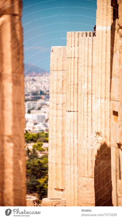 Greece, Athens, columns in Acropolis Style Design Vacation & Travel Tourism Summer Art Museum Culture Sky Town Ruin Architecture Monument Stone Old Historic