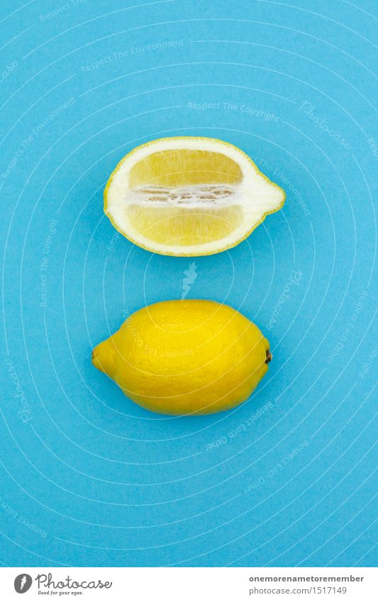 Jammy lemon on blue Art Work of art Esthetic Lemon Lemon yellow Lemon juice Lemon peel Slice of lemon Complementary colour Blue Yellow Gaudy Design Distinctive