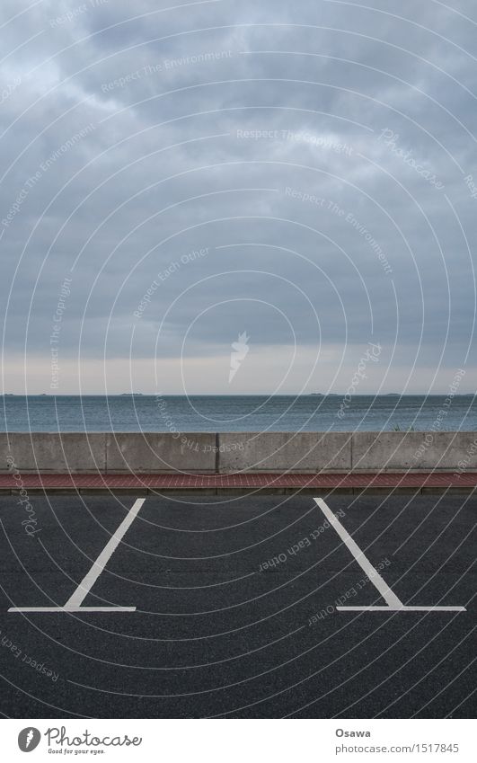 Amrum / Parking place Nature Landscape Elements Sky Clouds Storm clouds Horizon Coast Island Ignorant Harbour Parking lot Wall (barrier) Concrete Water Ocean