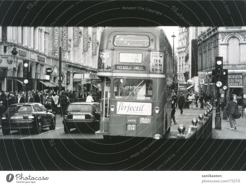 london3 London England Traffic light Transport Street Bus Black & white photo