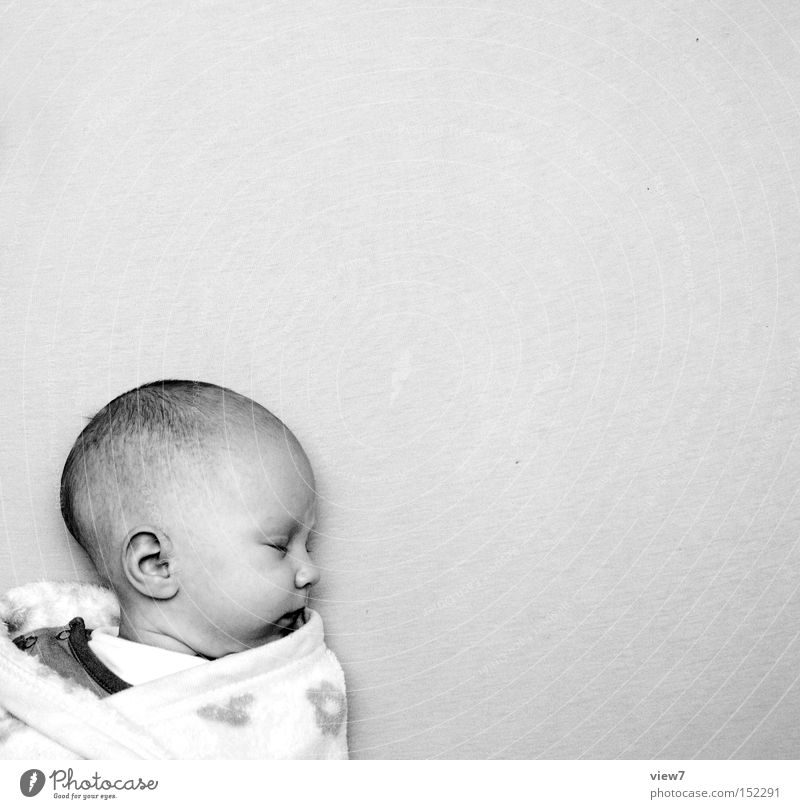 Little girl Baby Sleep Lie Peace Head Blanket Bed Subsoil Face Offspring Calm Night Black & white photo Toddler Girls. baby Peaceful