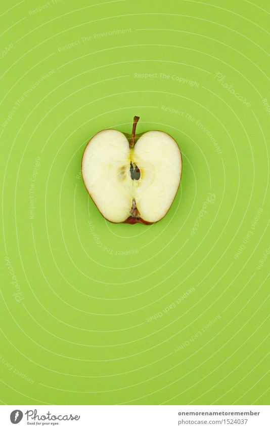 Apple slice on a green area Lifestyle Design Healthy Eating Fitness Well-being Art Work of art Esthetic Green Green space Green undertone Grass green Gaudy