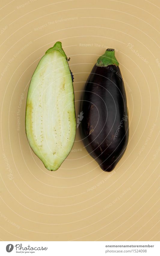 aubergine Zack! Art Work of art Esthetic Aubergine Vegetable Healthy Eating Ecological Organic produce Half Design Beige Symmetry Sheath 2 Cut Colour photo