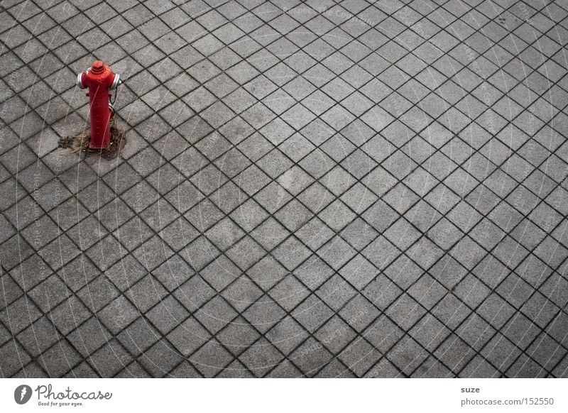 fireplace Colour photo Exterior shot Deserted Neutral Background Water Warmth Places Traffic infrastructure Hot Red Blaze Erase Fire department Fire hydrant