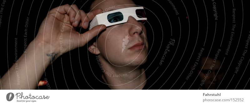 3D glasses Three-dimensional Eyeglasses Paper Man Hand Arm Face Club