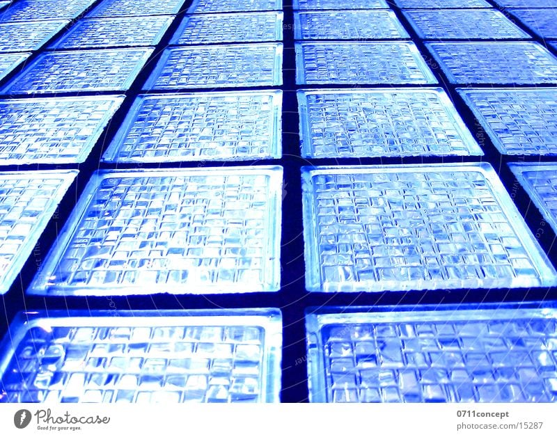 glass wall Window Light Shaft of light Blue Matrix Architecture Glass Looking Glass block