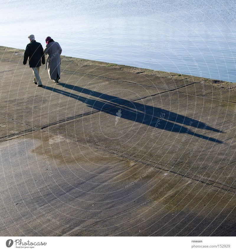 Sunday stroll To go for a walk Shadow Old Senior citizen Couple Together Matrimony Contentment In pairs
