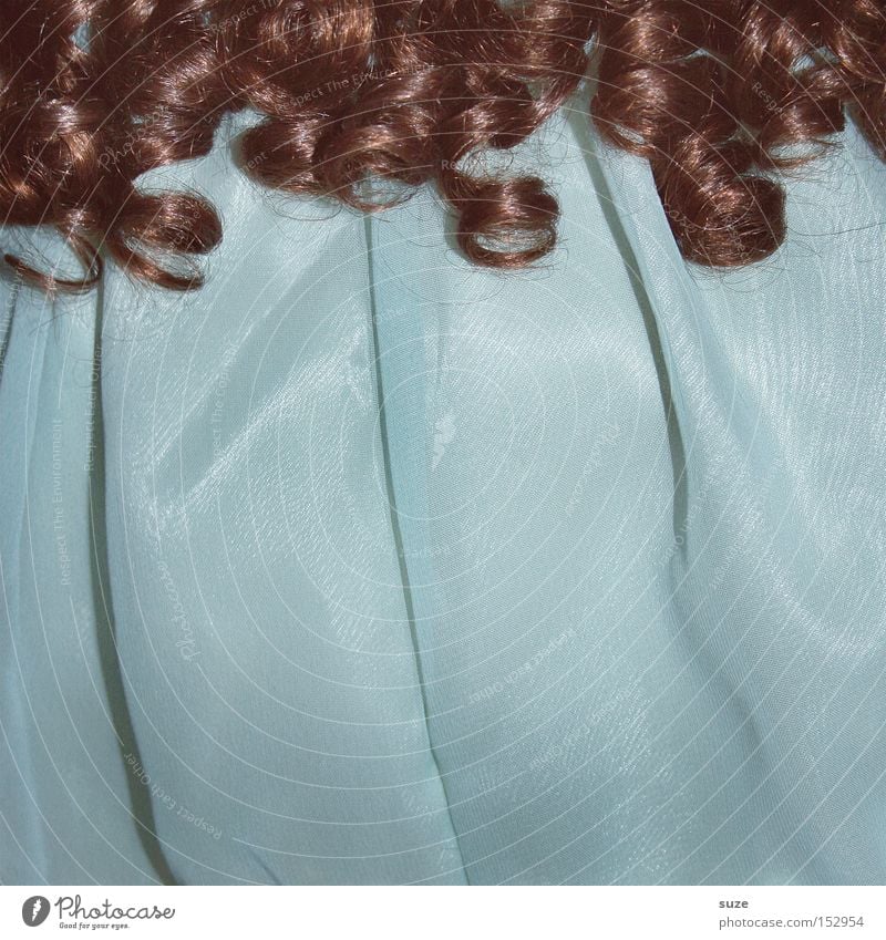 Curly Sue Beautiful Hair and hairstyles Leisure and hobbies Infancy Dress Toys Doll Collector's item Old Kitsch Retro Blue Brown Turquoise Light blue Tulle