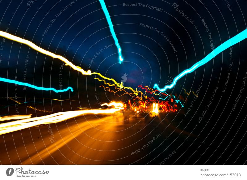 turbo bus Transport Means of transport Traffic infrastructure Motoring Street Highway Driving Dark Speed Chaos Radiation Electricity In transit Line Night life